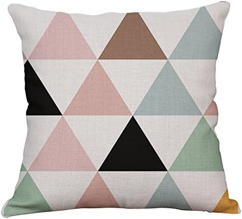 YeeJu Geometric Decorative Throw Pillow Covers Square Cotton Linen Cushion Covers Outdoor Sofa Home Pillow Covers 18x18 Inch