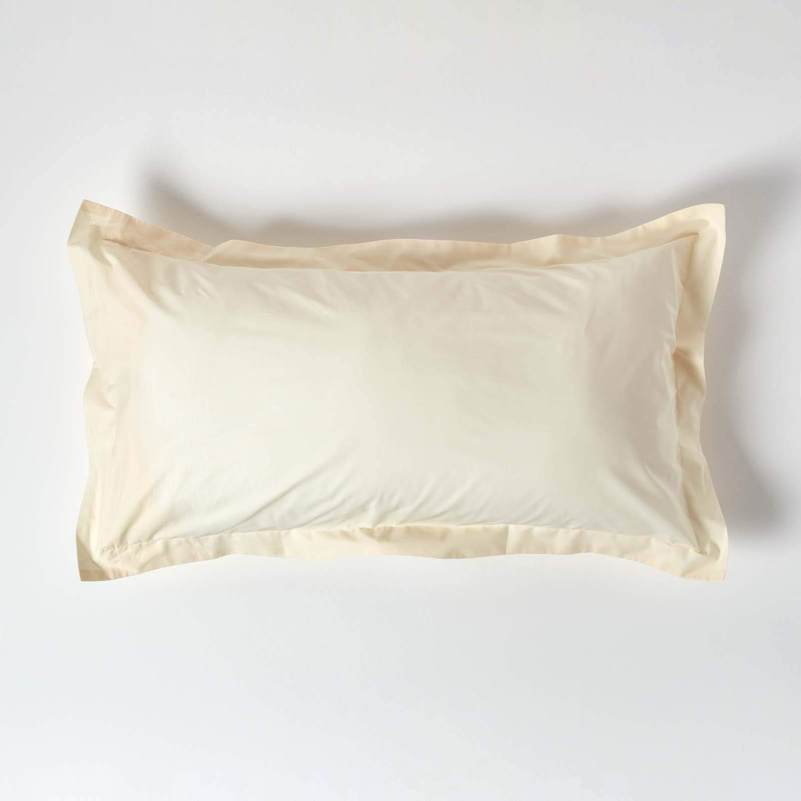 HOMESCAPES Cream Pure Egyptian Cotton King Size Oxford Pillowcase 200 TC 400 Thread Count Percale Equivalent Pillow Case