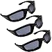 grinderPUNCH 3 Pair Motorcycle Riding Glasses for Half Helmet 3 Pairs Smoke Sunglasses