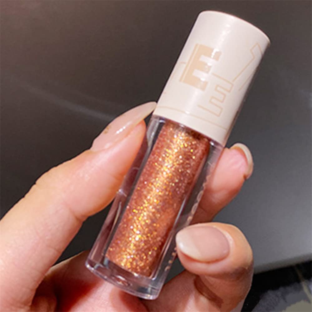 Go Ho Glitter Eyeshadow Makeup,Glitter Liquid Eyeshadow,Glitter Eyeliner Diamond Sparkle Eye Stick,Shimmer and Shine Makeup Glitter Lip Gloss for Women Korean Makeup,04# Champagne Bronze