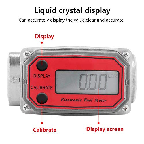 image for Festnight Digital Turbine Flowmeter, 15-120L Diesel Fuel Flow Tester N
