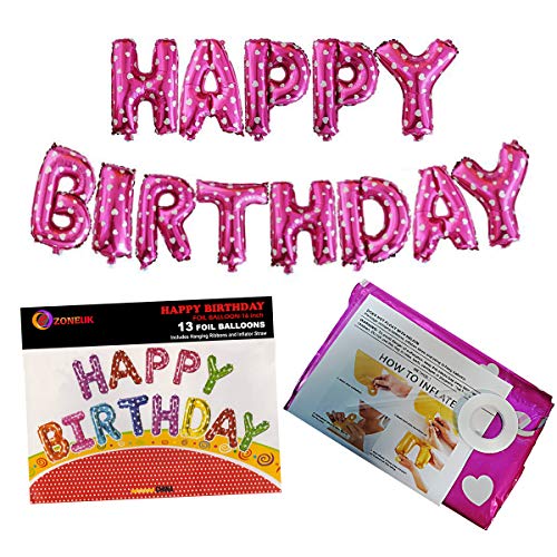 Ezoneuk 16 Inch Blue Happy Birthday Self Inflating Balloon Banner