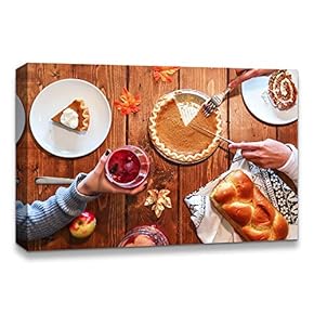 Canvas Wall Art Thanksgiving Day Theme Painting Artwork for Home Prints Framed - 12x18 inches