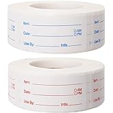 2 Rolls 1000 Pieces Removable Food Labels, 1 x 2 Inch | Date Stickers for Freezer, Refrigerator Food Containers, Restaurant Supplies - Easy to Write