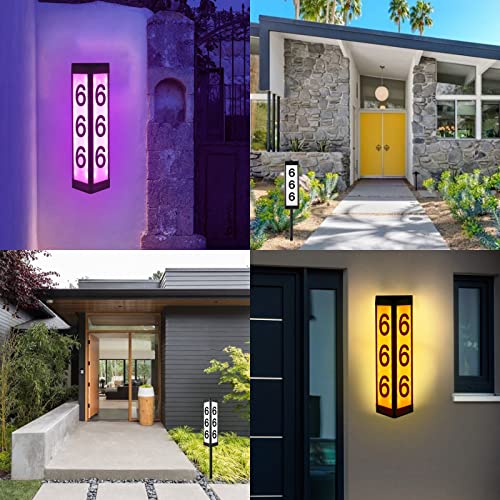 Solar Address Number Sign, 3 Sided Solar Powered Outdoor Waterproof Lighted Address Sign House Number Light, Colored Solar Address Sign for Street Sign House Outside Garden Driveway