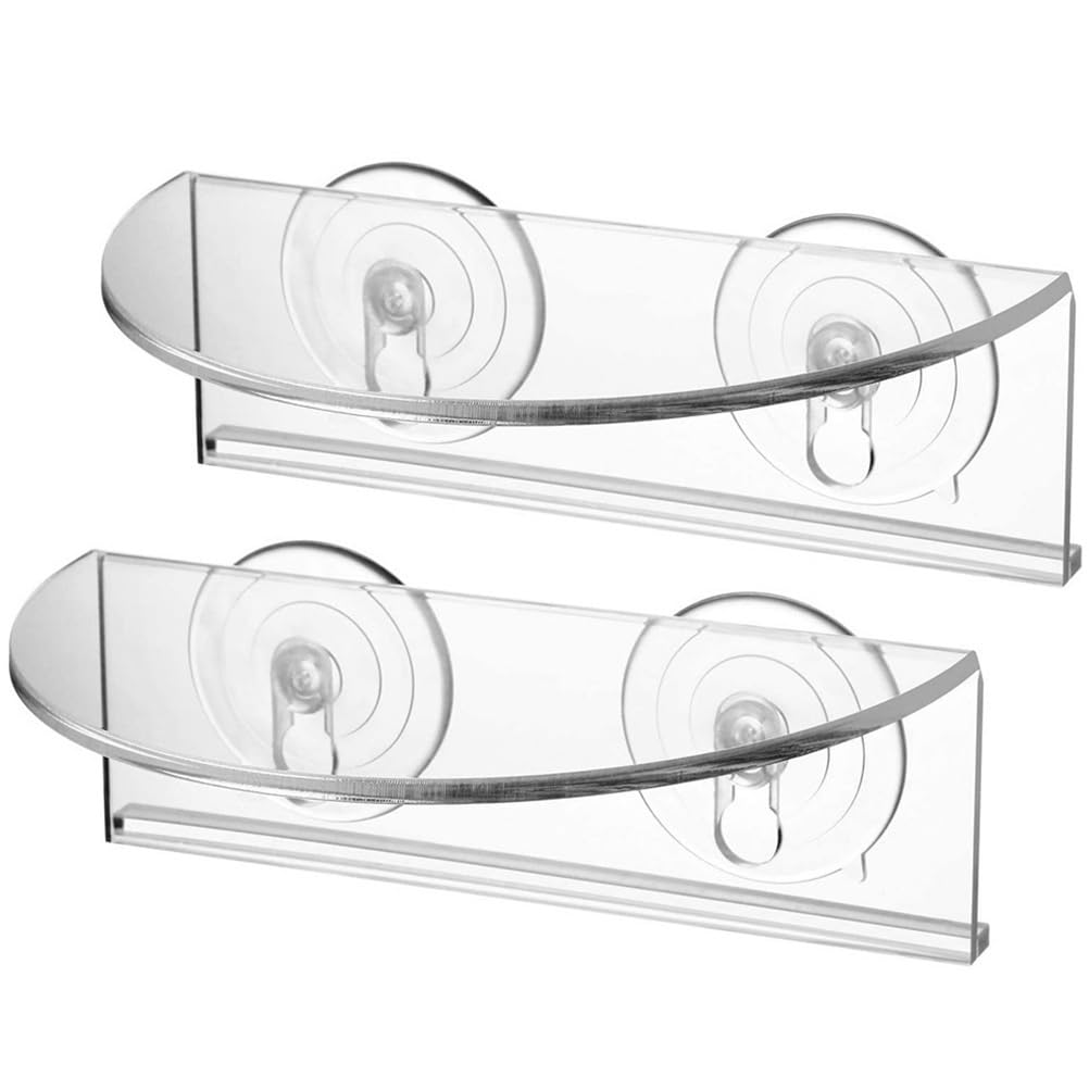 Sosoport 2pcs Window Garden Window Shelf for Plants, Clear Acrylic Shelves - Suction Cup Indoor Plant Holder - Glass Sill Extender for Starter Pots Planters
