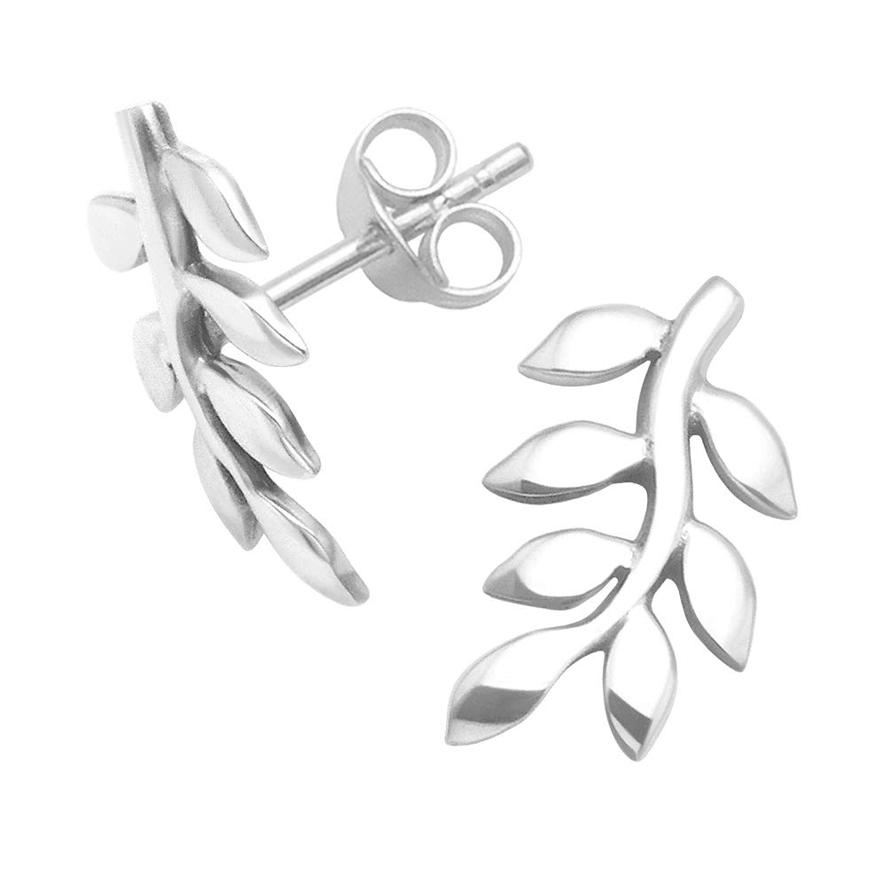 Heather Needham Sterling Silver Leaf Earrings - Leaf Stud earrings - SIZE: 16mm x 10mm. Gift boxed 5240