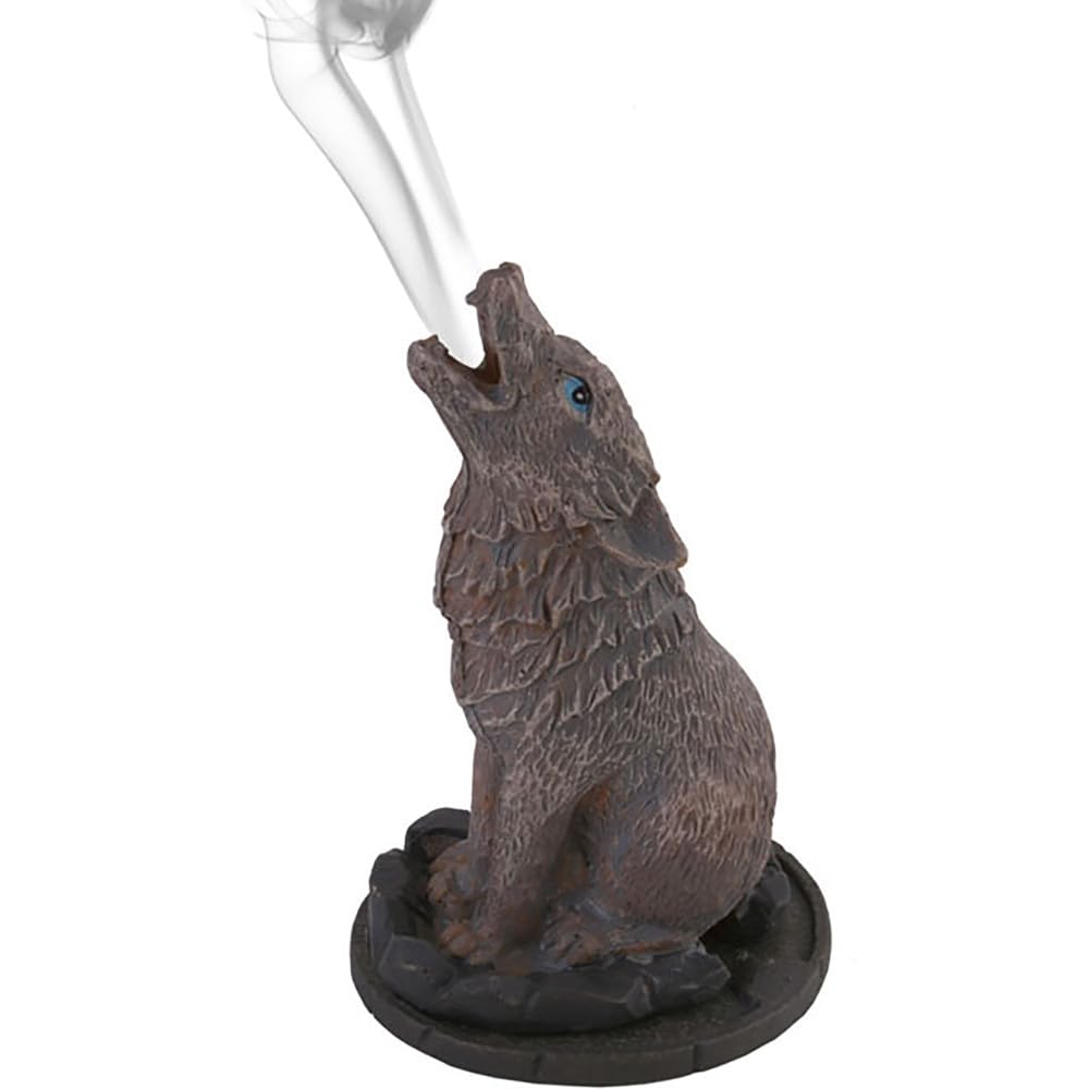 Something Different Wholesale Dark Brown Wolf Design Incense Cone Holder - 12.5cm x 6.5cm (1 Pc) - Eye-catching Design - Perfect Ambience Enhancer for Home & Office