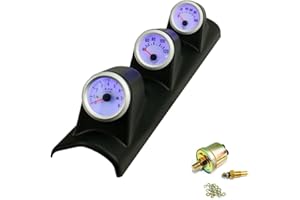 52mm Triple Gauge Kit Gauge Oil Pressure Gauge with Sensor 3 in 1, Left Hand Drive