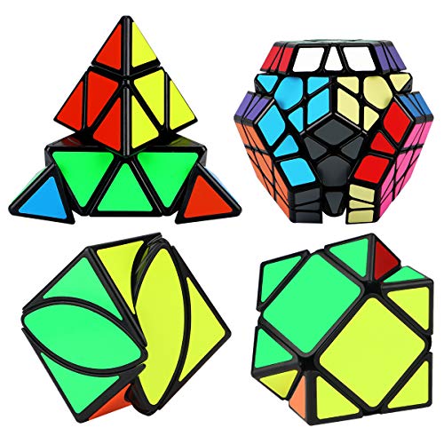 Speed Cube Bundle, Aitbay Magic Cube Set Megaminx Pyramid Skewb Ivy Sticker Speedcubing Smooth Puzzle Collection Toys (4 Pack)