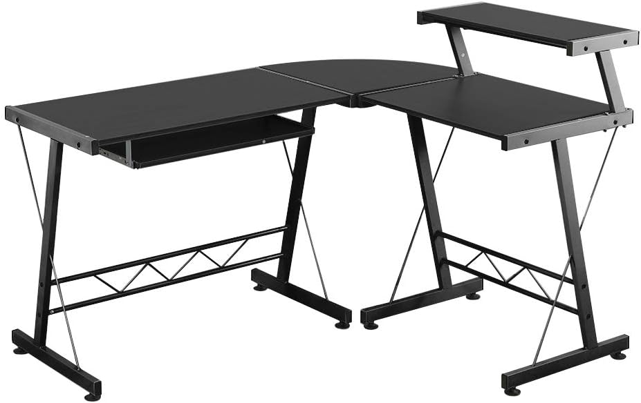 sogesfurniture L-Shaped Corner Computer Desk Office Desk, Large PC Laptop Desk Study Table Workstation Gaming Desk for Home and Office, BHEU-DX-402C1-BK