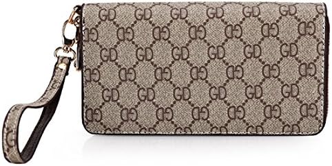 Women Double Zipper Around Clutch Wallet Lady Large Capacity Purse with Wristlet