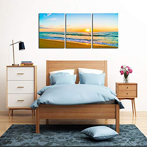 DZL Art S74634 Canvas Prints Wall Art Beautiful Sunset with Sea and Beach Painting Nature Pictures Wall Art Canvas…