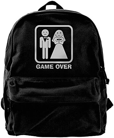 Game Over Funny Bachelor Party Canvas Backpack School Rucksack Travel Backpack Laptop Backpack Black