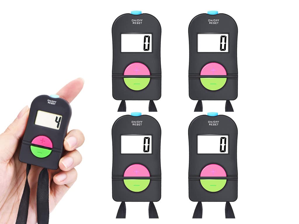 Anlising 4PCS Clicker Electronic Counter, Digital Hand Tally Counter,Electronic Add/Subtract Manual Clicker,Electronic Manual Clicker,Golf Sports Counter with Lanyard, for Running,Golf,Football(Black)