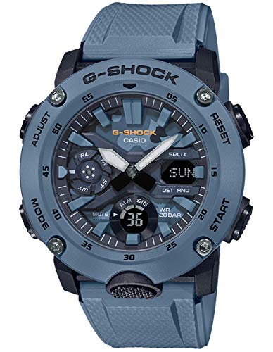 Mens-Casio-G-Shock-Analog-Digital-Carbon-Resin-Blue-Camoflauge-Dial-Watch-GA2000SU-2A