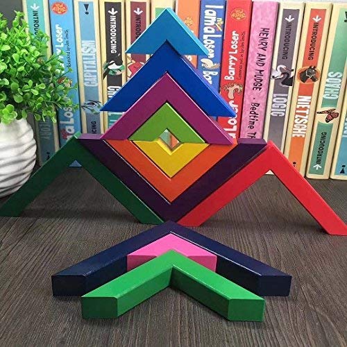 Ayeboovi Wooden Building Blocks for Preschool Children(Aged 3+), Shape & Color Recognition Geometric Chunky Wood Educational Toys for Kids to Learn Space and Balance Skills