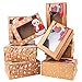 Moretoes Christmas Doughnut and Cookie Gift Boxes Treat Boxes with Clear Window Brown Kraft with Christmas Designs, Set of 16 Boxes