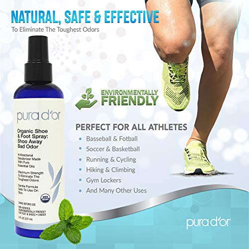 image for PURA D'OR Organic Shoe and Foot Spray: Shoo Away Bad Odor 8 oz - USDA 