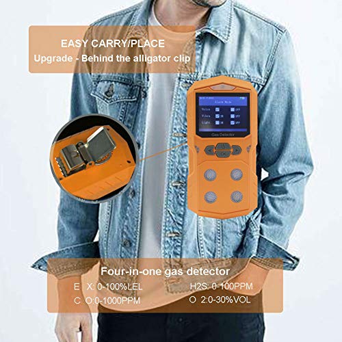 4 Gas Detector Portable Multi Gas Detector Monitor Color Display with Graphing Rechargeable Battery Sound Light Alarm 4 in 1 Gas Analyzer