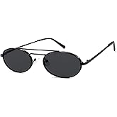 HERJOUR Oval Trendy Retro sunglasses Double bridge for women men 90S Narrow Vintage Small Sunnies AR81048