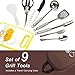 Coolrunner 9 PCS Camping Utensil Set, Camp Cookware Kitchen Utensil Organizer Travel Kit- Portable BBQ Camp Cooking Utensils Kit with Case, Cutting Board, Rice Paddle, Scissors, Knife, Forkthumb 1