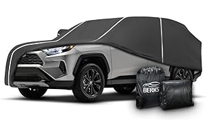 BERKSYDE Fluorescent Strip Design Waterproof Car Cover Compatible for SUV Toyota RAV4 2006-2024 All Weather 6 Layers Full Car Cover Safe Parking at Night with Storage Bag (06-24 Toyota RAV4)