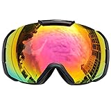 Premium Ski Goggles Men & Women, Ski / Snowboard Goggles Over Glasses with REVO Anti-Fog/ Scratch Lens, Snowmobile Snow Goggles UV400 Protection