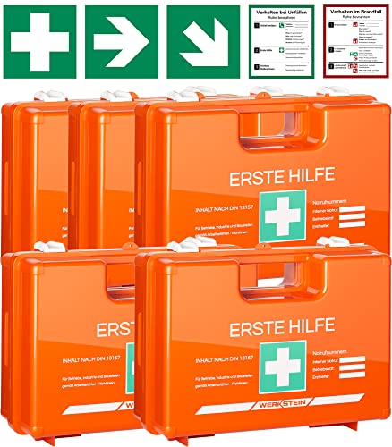 5x Erste Hilfe Kasten mit Inhalt nach neuer DIN 13157:2021