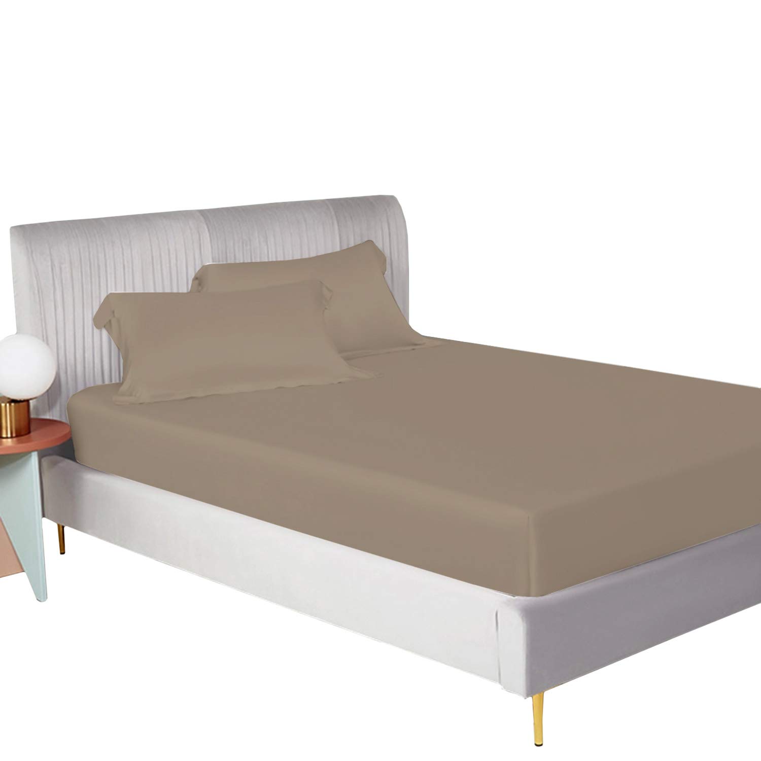 BRIT COTTON | Standard Fitted Bed Sheet 40 cm/16 Inches | 400 Thread Count | 100% Cotton Sateen | Luxurious Premium Hotel Quality Bed Linen | 90 cm x 190 cm x 40 cm | Single (SILVER MINK)