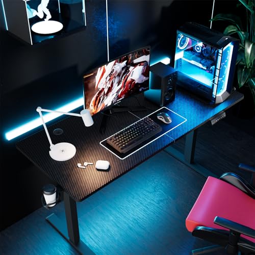Cakhdry Escritorio elevable, Escritorio Ajustable Altura electrico, 160 * 60CM Escritorio, Escritorio de Pie para Oficina en Casa, con Memoria y Soporte Metálico en T (Negro Carbono)