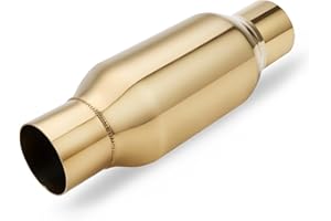 A-KARCK 2.5'' Ultra Quiet Resonator,304 Stainless Steel Exhaust Resonator,2.5'' Inlet & Outlet Universal Performance Muffler Resonators(Gold)