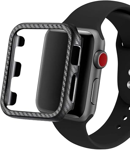 Carbon Fiber Texture Apple Watch Case 38mm Series 3 Series 2 - Hard PC Frame Case High-Gloss/Twill Weave Finish Protective Bumper Cover