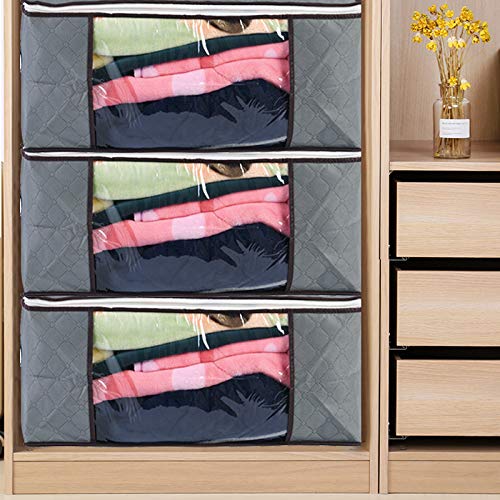 image for ComboCube 3 Pcs Grey Breathable Clothing Blankets Storage Bag Organize