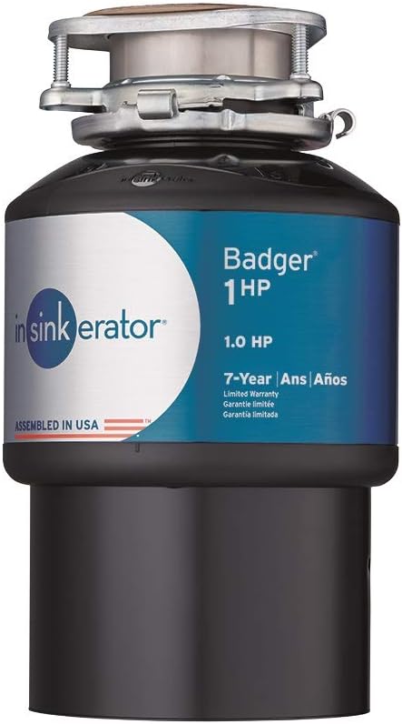 InSinkErator Garbage Disposal, Badger 1 HP Continuous Feed, Black - - 