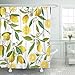 YoKii Lemon Fabric Shower Curtain, Summer Bright Nature Fruit Citrus Polyester Bath Curtain Set, 72-Inch Spa Hotel Heavy Weighted Bathroom Curtain (72 x 72, Lemon Bliss)