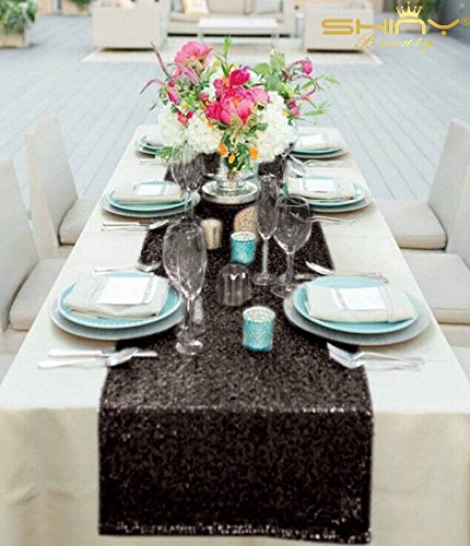 1 ShinyBeauty+Sequin+Table+Runners+Black