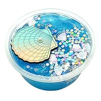 AZRtoys Slime Charms Mud - Beautiful Pearl Shells & Sequin Decor Crystal Squishies Plasticine Clay Toy Stress Relief Sludge Toys Gift for Kids Adult (Blue, 60ml)