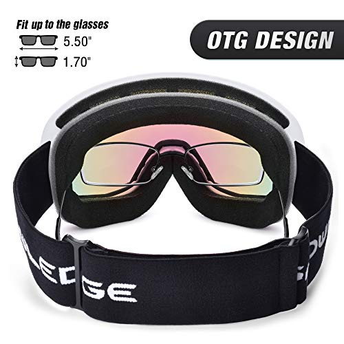 Snowledge Ski Goggles Snowboard Snow Goggles for Men Women OTG Snowboard Goggles with 100% UV Protection Anti-Fog Dual Lens Skiing Goggles Helmet Compatible - Thumbnail 2