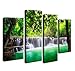 Cao Gen Decor Art-S45738 4 Panels Wall Art Beautiful Waterfall Prints Green Forest Nature Stretched and Framed Canvas Paintings Stream Water Landscape for Home Decorations Wall Decor Artwork