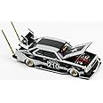 C210 Bosozoku Style RHD (Right Hand Drive) #210 Matt Black and Silver 1/64 Diecast Model Car by Pop Race PR640073