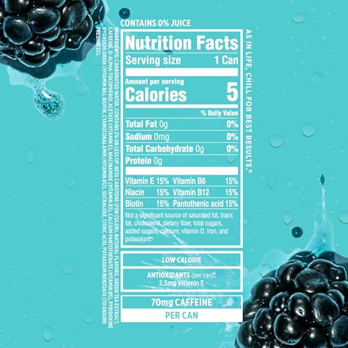 SPARKLING ICE CAFFEINE, BLUE RASPBERRY SPARKLING WATER WITH CAFFEINE, ZERO SUGAR, WITH ANTIOXIDANTS AND VITAMINS,16 FL OZ CAN