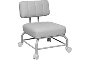Rolling Stool with Back Rest VAPAA TAIDE Roller Chair Heavy Duty Rolling Stools with Wheels for Home Office Garage Mechanic Flooring Cleaning Shop Grey