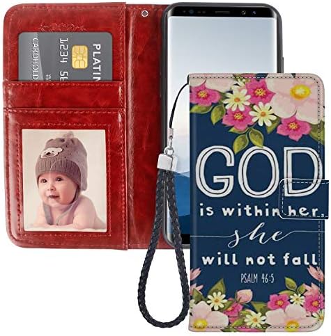 Bible Verse God Samsung Galaxy Note 8 Wallet Case PU Leather Cover and TPU Protective Phone case with Card Holder Magnetic Folio Flip Samsung Galaxy Note 8 Case Wallet