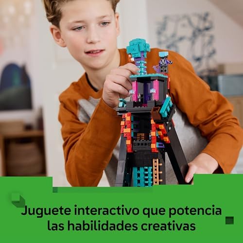 Minecraft 2 em 1 A Torre Enderman - Brinquedo Modular Conversível em 2 Fortalezas - Endermans, Endermites e Figuras do Portal do Submundo - Presente para Jogadores para Rapazes e Raparigas 9+ Anos 21279