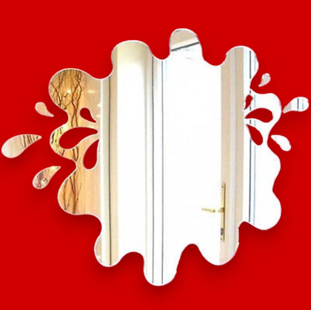 Super Cool Creations Splashes out of Puddle Mirror - 53cm x 42cm & 6 Splashes (Wall Space needed 65cm inc splashes)