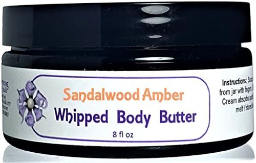 Sandalwood Amber Whipped Body Butter (8 ounce) - Irresistible Sandalwood and Warm Spice - Luxurious Triple Butter Deep Moisture Blend. Made in USA by Blossom to Bath