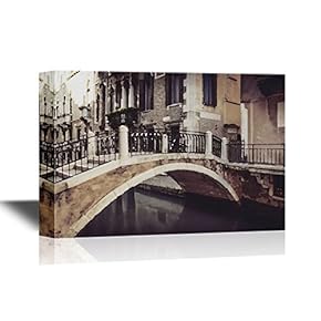 Canvas Wall Art - Beautiful Bridge in Antique Venice City, Italy - Gallery Wrap Modern Home Art | Ready to Hang - 12x18 inches