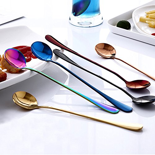image for ZTTONE Spoon,Colorful Spoon Long Handle Spoons Flatware Coffee Drinkin