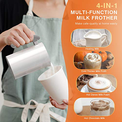 HadinEEon Milk Frother, Stainless Steel 16.9oz/3.4oz Electric Milk